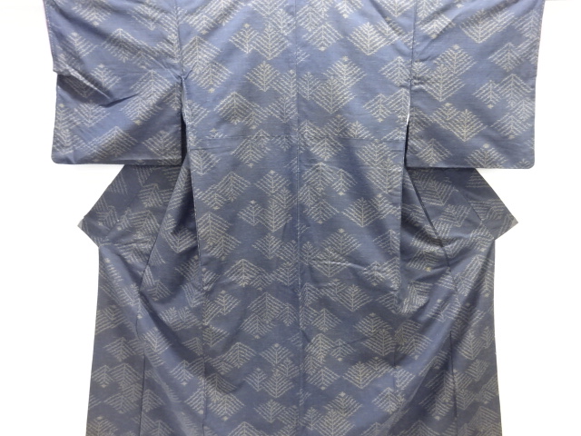 JAPANESE KIMONO / ANTIQUE KIMONO / SILK / TSUMUGI / WOVEN PINECONE & RHOMBUS